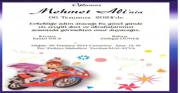Mehmet Ali GNE'in Snneti - Malatya / Fethiye