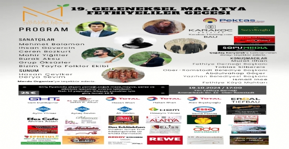19. Geleneksel Malatya Fethiyeliler Gecesi - Almanya / Ober-Ramstadt